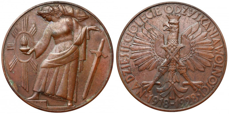 Medal, 10. rocznica Odzyskania Niepodległości 1928 Brąz, średnica 55 mm, waga 72...