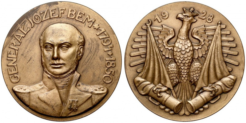 Medal, Generał Józef Bem 1928 Nierównomiernie patynowany. Sygnowany: Stanisław P...