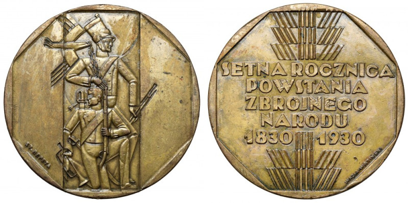 Medal, 100. rocznica Powstania Listopadowego 1930 (Repeta/Wabiński) Pozostałości...