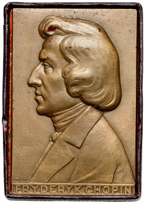 mała Plakieta MW (40x27) - Fryderyk Chopin Zbity na jednym z narożników i nalot ...