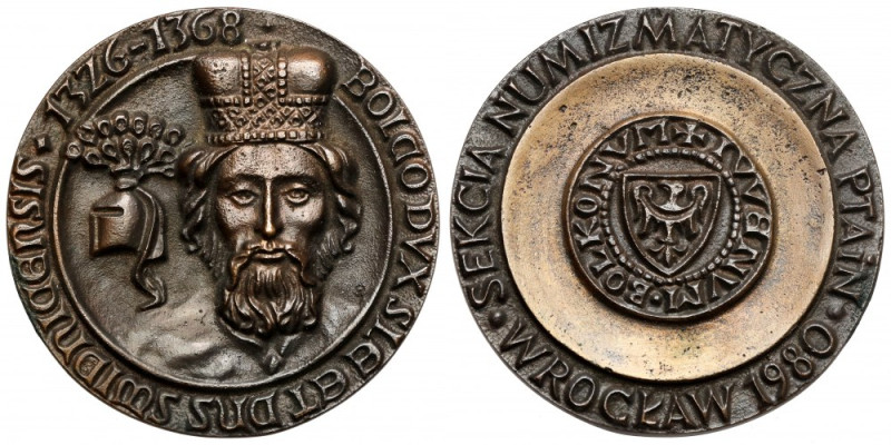 Medal, Sekcja Numizmatyczna PTAiN, Wrocław 1980 Brąz lany, średnica 78,5 mm, wag...