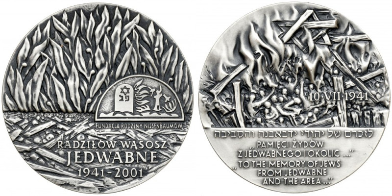 Medal, Radziłów Wąsosz Jedwabne SREBRO Pamięci Żydów 2001 Srebro, średnica 70 mm...