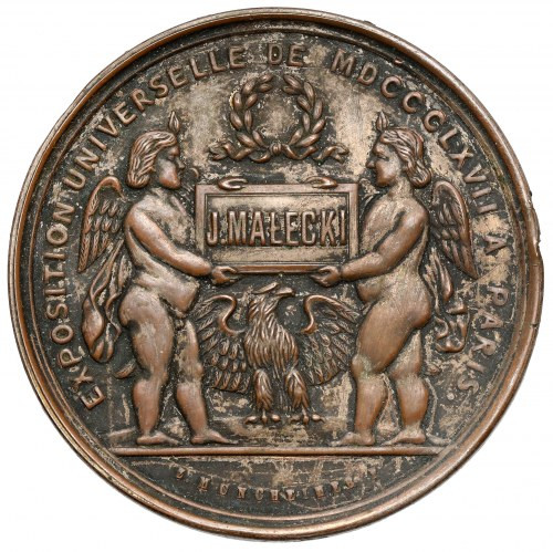 Plakietka z fortepianu J. MAŁECKI / Exposition Universalle Paris 1867 Przykład f...