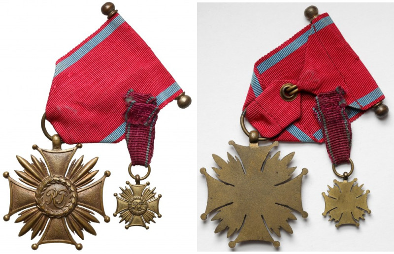 II RP, Brązowy Krzyż Zasługi - Gontarczyk + miniatura (2szt) Z zamówienia rządko...