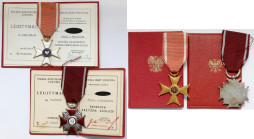 PRL, Order Odrodzenia Polski kl.V i Srebrny Krzyż Zasługi + legitymacje, zestaw (2szt)