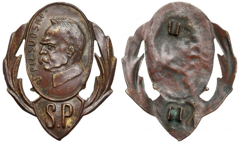 Odznaka. S.P. J. PIŁSUDSKI - Szkoła Powszechna im. Józefa Piłsudskiego (?) Brak ...