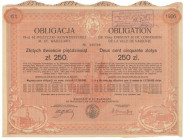 Warszawa, 6% VI Pożyczka Konwersyjna, Obligacja na 250 zł 1926