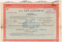 Warszawa, TKZ, List zastawny 1.000 zł 1935