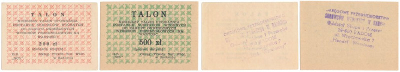 Talon na wyroby przemysłowe, 200 i 500 zł (2szt) 
Grade: 1, 1- 

More photos ...