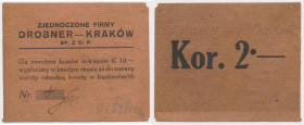 Kraków, Zjednoczone Firmy Drobner, 2 korony (1919) - niski numer