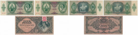 Hungary, 2x 10 Pengo 1936 & 1.000 Pengo 1945 with stamp (3pcs)