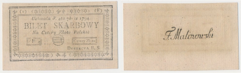 4 złote 1794 - (1)(F) Reference: Miłczak A11a
Grade: UNC/AU 

More photos and...