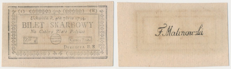 4 złote 1794 - (1)(R) Reference: Miłczak A11a
Grade: UNC/AU 

More photos and...