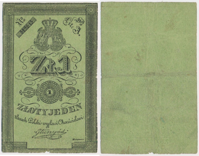 Powstanie Listopadowe, 1 złoty 1831 - Głuszyński - cienki papier Reference: Miłc...