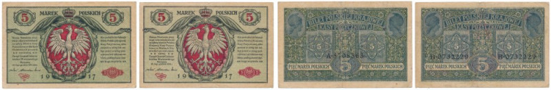 Generał 5 mkp 1916 - dwie odmiany (2szt) Reference: Miłczak 10, 11b
Grade: F-VF...