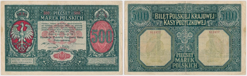 Dyrekcja PKKP 500 mkp 01.1919 Reference: Miłczak 17
Grade: VF 

More photos a...