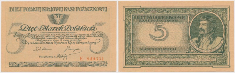 5 mkp 1919 - E Reference: Miłczak 20b
Grade: UNC/AU 

More photos and full it...