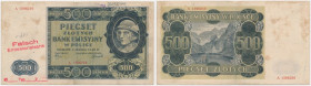 500 złotych 1940 - A - ORYGINAŁ opisany i ostemplowany jako falsyfikat