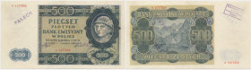 500 złotych 1940 - fałszerstwo londyńskie z niepełnym ostemplowaniem