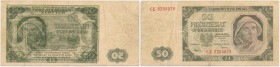 50 zł 1948 - BŁĄD DRUKU - druk główny awersu odbity w negatywie na rewersie
