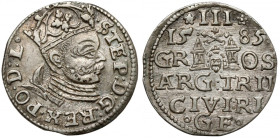 Stefan Batory, Trojak Ryga 1585 - wysoki naramiennik