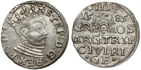 Stefan Batory, Trojak Ryga 1585 - bez naramiennika