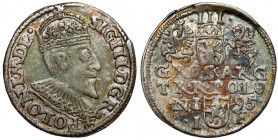 Zygmunt III Waza, Trojak Olkusz 1595 - ruszt pod popiersiem R4