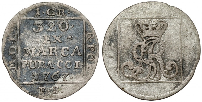 Poniatowski, Grosz srebrny 1767 FS - kropka po 320 Drugi rocznik srebrnych grosz...