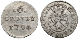 Poniatowski, 6 groszy 1794 - drugi typ