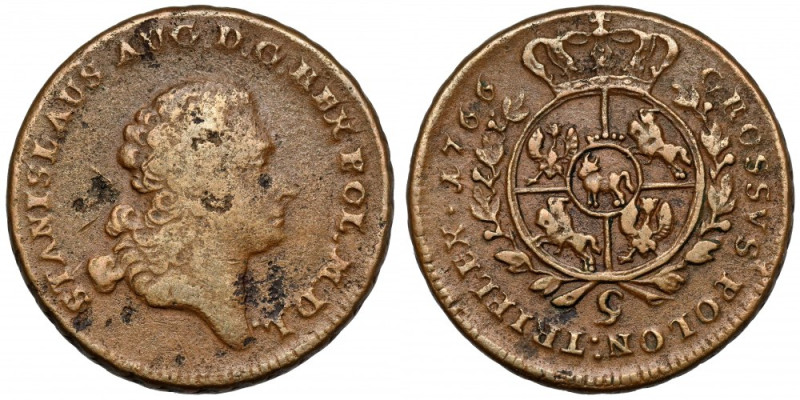Poniatowski, Trojak 1766, Kraków - G 'pisane' Odmiana z 'pisaną' literą G (od na...