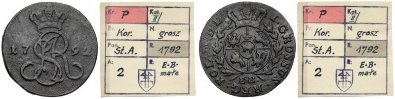 Poniatowski, Grosz 1792 EB - ex. Kałkowski Ostatni rocznik groszy z inicjałami E...