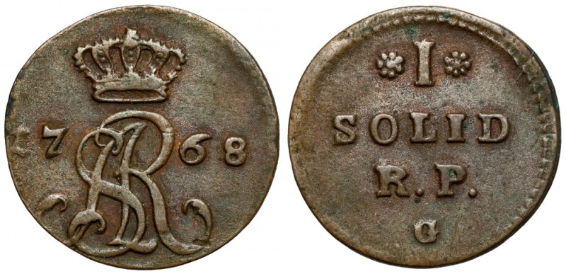 Poniatowski, Szeląg 1768-G, Warszawa Reference: Parchimowicz-Brzeziński 1.c1
Gr...