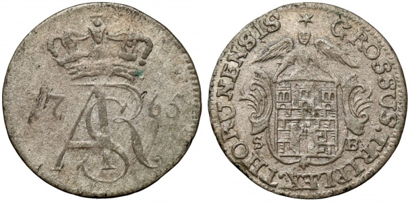 Poniatowski, Trojak Toruń 1765 SB Ostatni toruński trojak. Rzadka i ceniona pozy...