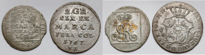 Poniatowski, Grosz srebrny i Półzłotek 1767 - zestaw (2szt) 
Grade: 4, 3 

Mo...