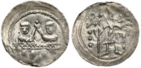 Bolesław IV Kędzierzawy, Denar - Dwóch za stołem - kule i łuki