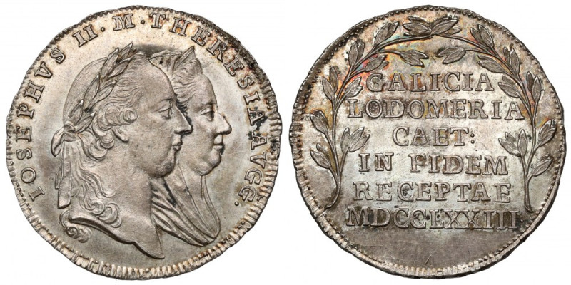 Galicja i Lodomeria, Żeton Przyłączenie do Cesarstwa Austriackiego 1773 - popier...