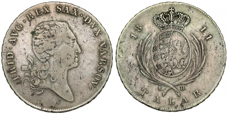 Księstwo Warszawskie, Talar 1811 IB Naturalny, bez defektów, w przyjemnej, seled...