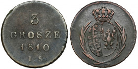 Księstwo Warszawskie, 3 grosze 1810 IS