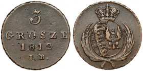 Księstwo Warszawskie, 3 grosze 1812 IB - do dołu