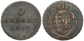 Księstwo Warszawskie, 3 grosze 1812 IB - na boki
