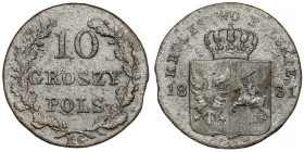 Powstanie Listopadowe, 10 groszy 1831 KG - zgięte