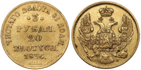 3 ruble = 20 złotych 1836 ПД, Petersburg - przebitka daty 5/6
