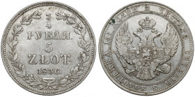 3/4 rubla = 5 złotych 1836 MW, Warszawa