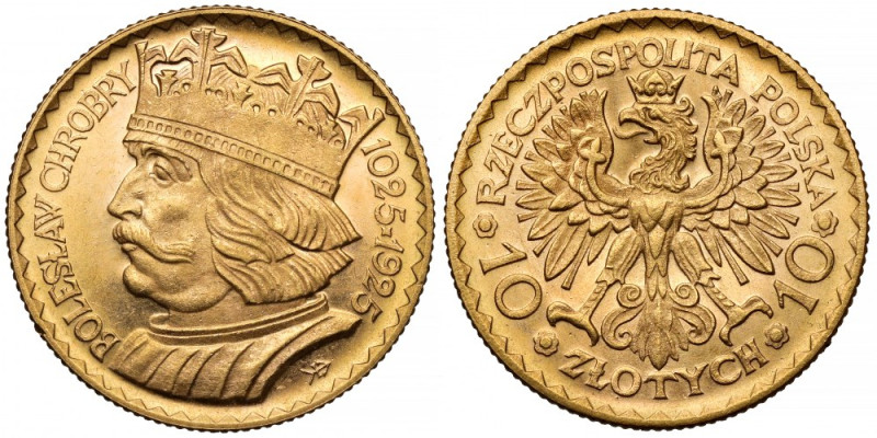 10 złotych 1925 Chrobry Złoto, średnica 19 mm, waga 3,22 g.&nbsp; Reference: Par...