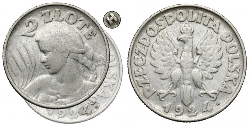 Kobieta i kłosy 2 złote 1924 - literka H - rzadkość Reference: Chałupski 2.18.1....