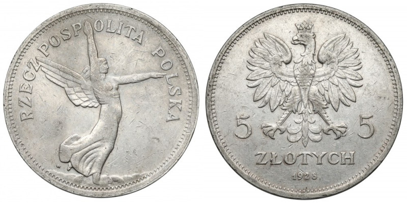 Nike 5 złotych 1928 ze znakiem, Warszawa Reference: Chałupski 2.22.1.a (R), Parc...