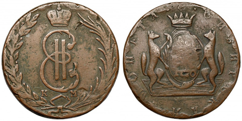 Rosja, Katarzyna II, 10 kopiejek 1770 Brąz, średnica 46 mm, waga 60,8 g.&nbsp; ...