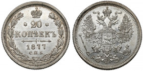 Rosja, Aleksander II, 20 kopiejek 1877 - rzadkie