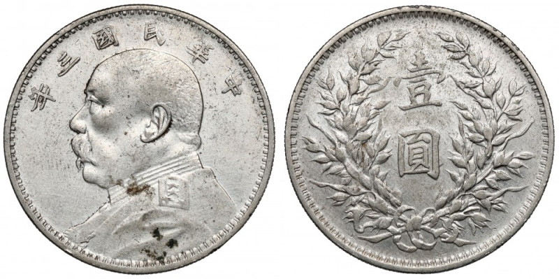 Chiny Republika, Shikai, Yuan / Dolar rok 3 (1914) Egzemplarz przeczyszczony.&nb...