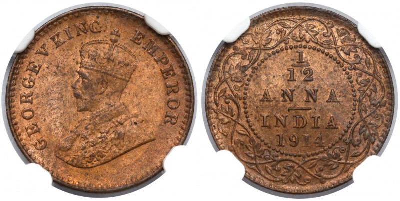 Indie, 1/12 anna 1914 
Grade: NGC MS64 RB 

More photos and full item descrip...